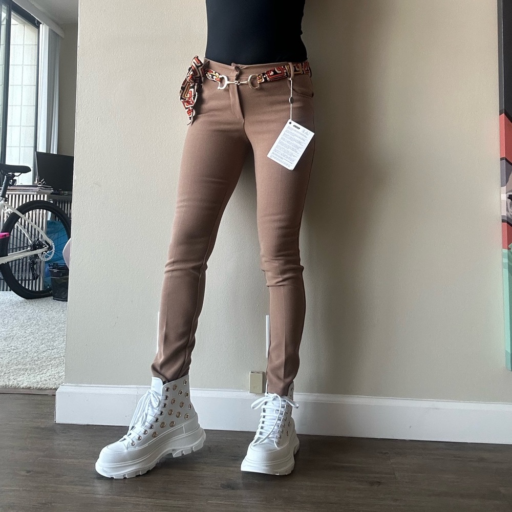 CRISTINAEFFE Casual Skinny Pants Beige Sz 42EU US 2 NEW $255